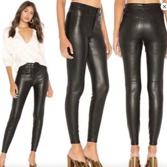 Free People Vegan Leather Hi-Rise Skinny Pant Size 27 - Picture 1 of 5